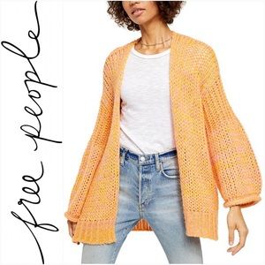 Free People NWT Orange Crochet Boho Cardigan S